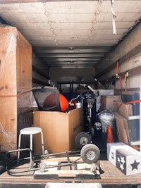 Moving truck loaded family’s belongings 